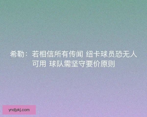 希勒：若相信所有传闻 纽卡球员恐无人可用 球队需坚守要价原则
