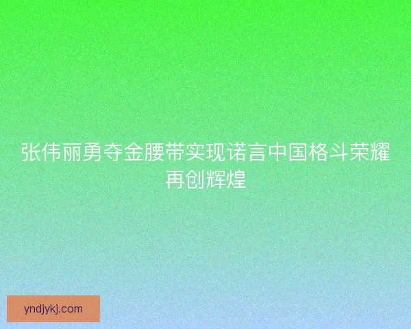 张伟丽勇夺金腰带实现诺言中国格斗荣耀再创辉煌